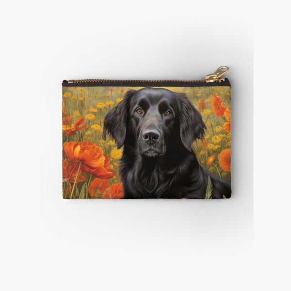 Item preview, Flat Coated Retriever Dog in Flowers Field Art designed and sold by retriever-dogs.