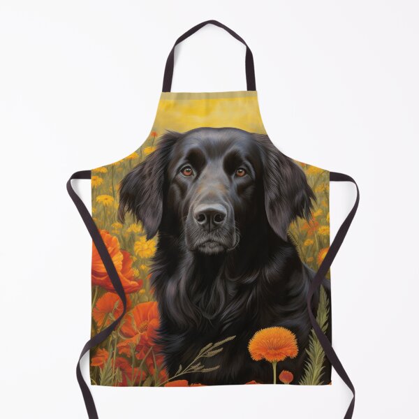 Item preview, Flat Coated Retriever Dog in Flowers Field Art designed and sold by retriever-dogs.