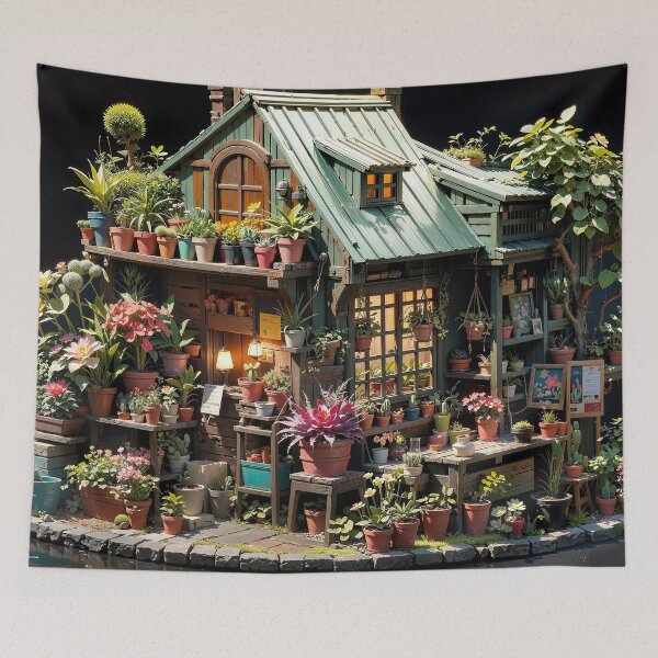 Item preview,  Cozy Garden House Retreat Jigsaw Puzzles - Tranquil Oasis on Redbubble designed and sold by PuzzleBoxDesign.