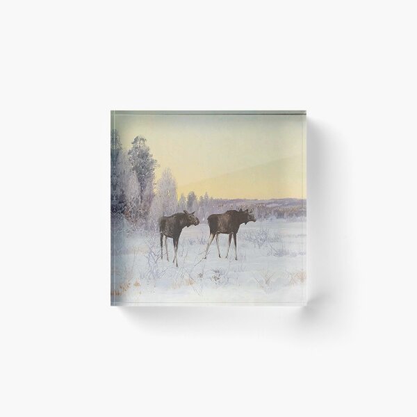 Item preview, Winter Landscape with Two Moose designed and sold by tomorrowsart.