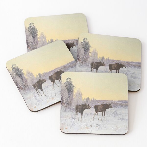 Item preview, Winter Landscape with Two Moose designed and sold by tomorrowsart.