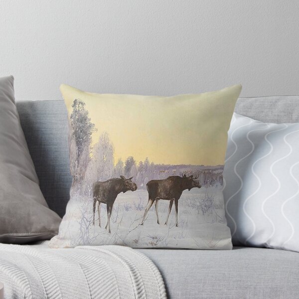 Item preview, Winter Landscape with Two Moose designed and sold by tomorrowsart.