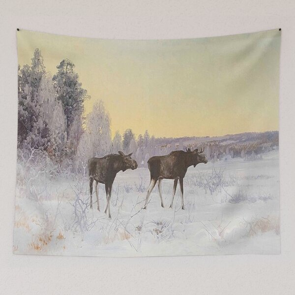 Item preview, Winter Landscape with Two Moose designed and sold by tomorrowsart.