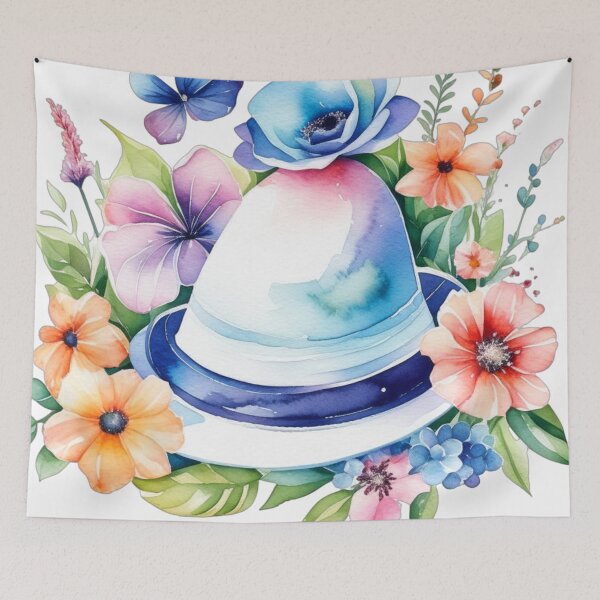 Artikelvorschau, Aquarell Cooler Hut mit Blumen entworfen und verkauft von MirucaDesign.
