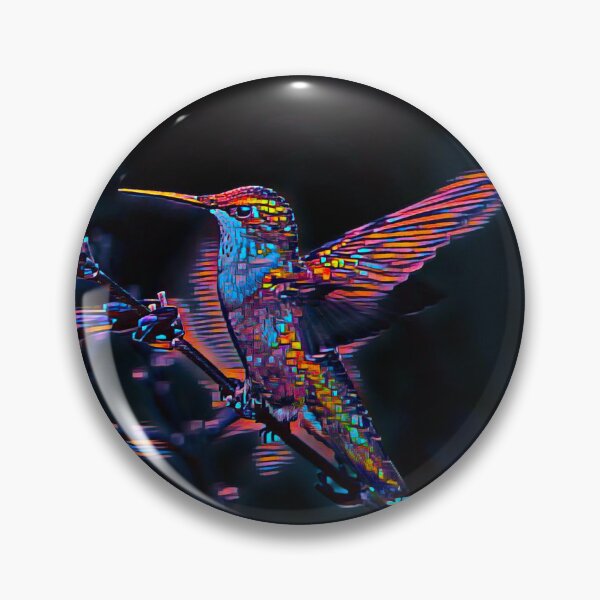 Item preview, Hummingbird Pixel Art Style Print - On a dark Background designed and sold by TGAL2.