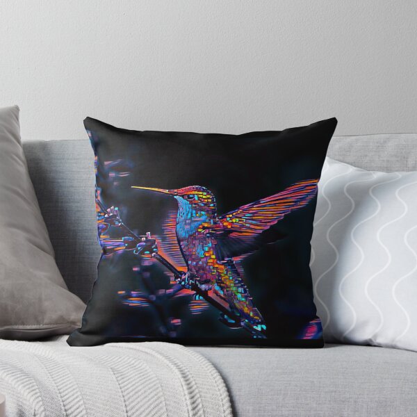 Item preview, Hummingbird Pixel Art Style Print - On a dark Background designed and sold by TGAL2.