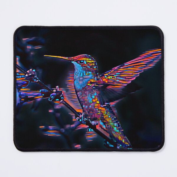 Item preview, Hummingbird Pixel Art Style Print - On a dark Background designed and sold by TGAL2.