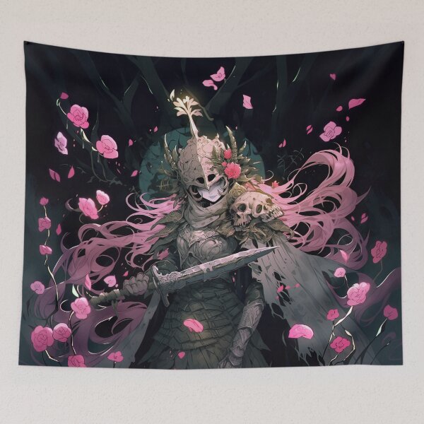 Item preview, Armored Floral Fantasy Medieval Sword Anime Girl designed and sold by bubblegoth.