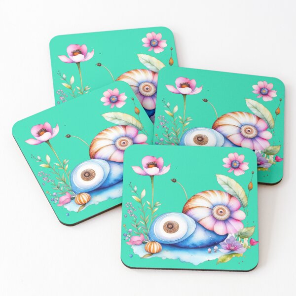 Artikelvorschau, Aquarell-Schnecke mit Blumen entworfen und verkauft von MirucaDesign.