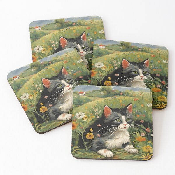 Item preview, Fluffy Cat in Field designed and sold by Reclining Buddha Cat.