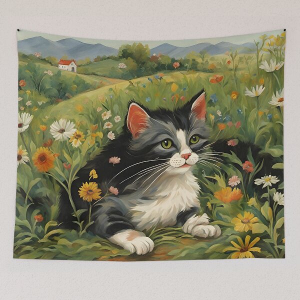 Item preview, Fluffy Cat in Field designed and sold by Reclining Buddha Cat.