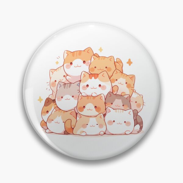 Item preview, Cute Kawaii Happy Doodle Cat Pile designed and sold by CozyKawaiiArt.