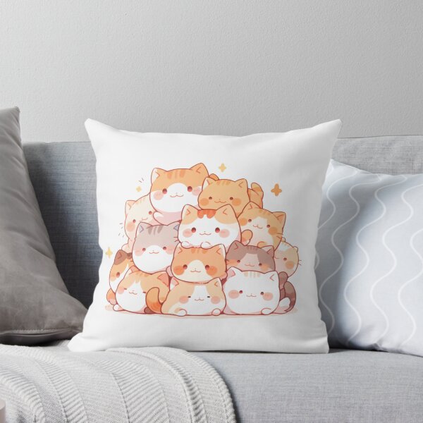 Item preview, Cute Kawaii Happy Doodle Cat Pile designed and sold by CozyKawaiiArt.