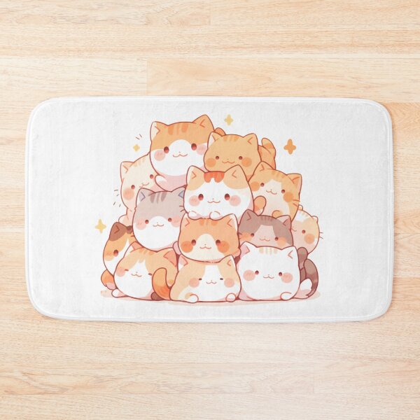 Item preview, Cute Kawaii Happy Doodle Cat Pile designed and sold by CozyKawaiiArt.