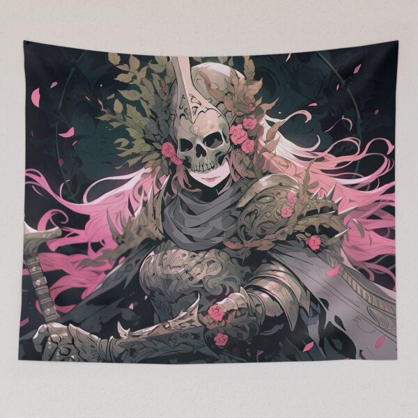 Item preview, Floral Skull Helmet Dark Fantasy Anime Girl designed and sold by bubblegoth.