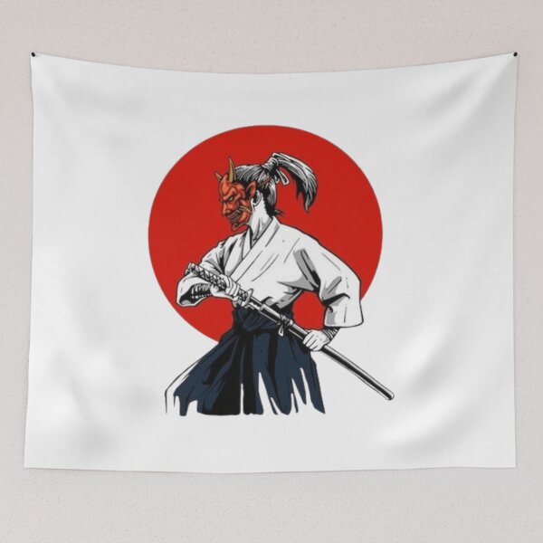 Item preview, Samurai With Oni Mask - Warrior Art designed and sold by NexusMall.
