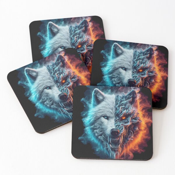 Item preview, Wolf half ice and half fire designed and sold by SnapStix.