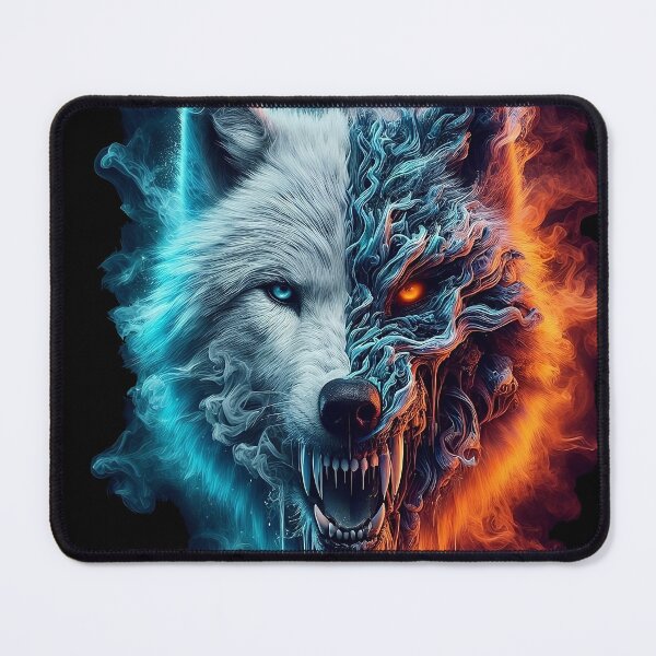 Item preview, Wolf half ice and half fire designed and sold by SnapStix.