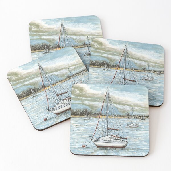 Item preview, Sailing Boats Moored at Deganwy Quay, North Wales designed and sold by LymphomaLass.