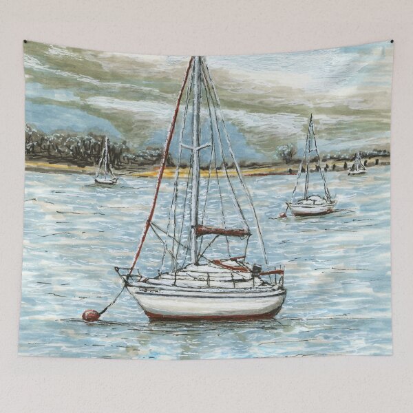 Item preview, Sailing Boats Moored at Deganwy Quay, North Wales designed and sold by LymphomaLass.