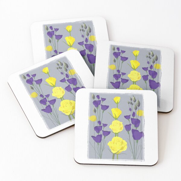 Item preview, purple and yellow flowers digital drawing for charity designed and sold by JayTCee.