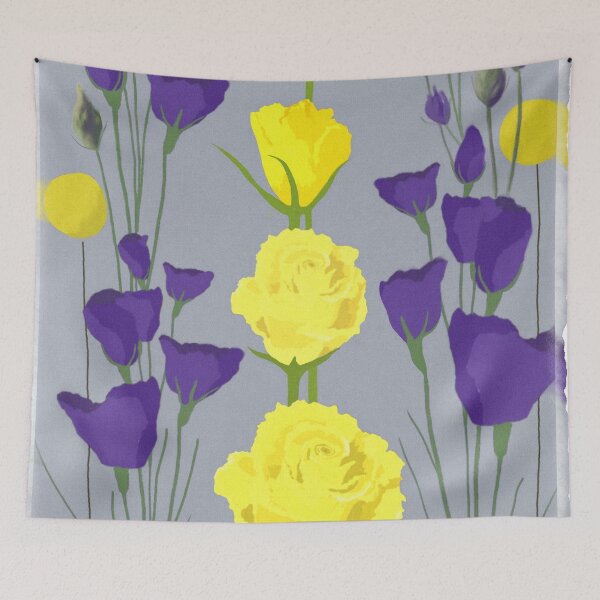Item preview, purple and yellow flowers digital drawing for charity designed and sold by JayTCee.