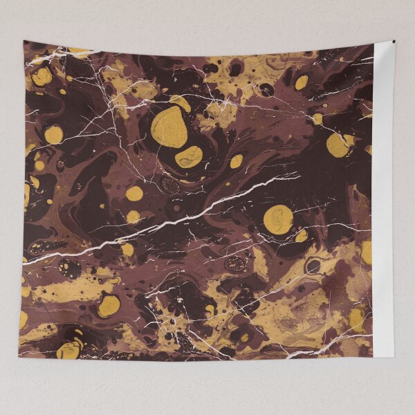 Item preview, red Ebru marble - trompe l'oeil painted marble designed and sold by Wolfsee.