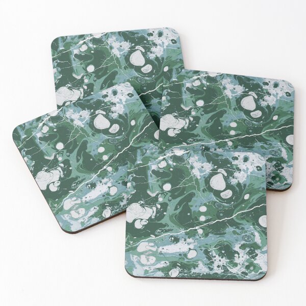 Item preview, turquoise green Ebru marble - trompe l'oeil painted marble flecktarn designed and sold by Wolfsee.
