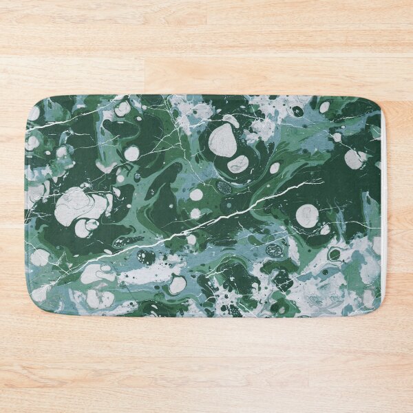 Item preview, turquoise green Ebru marble - trompe l'oeil painted marble flecktarn designed and sold by Wolfsee.