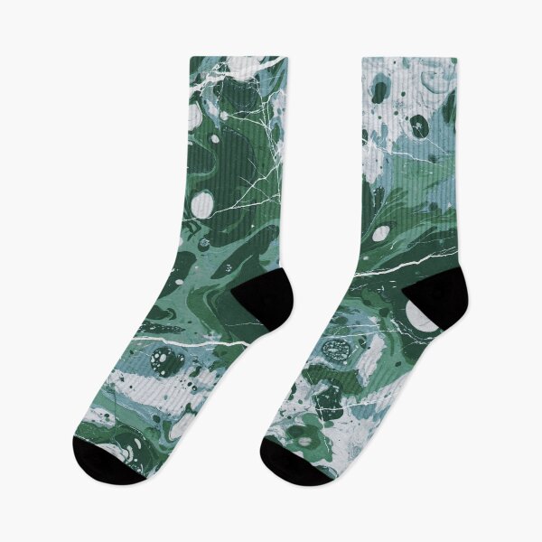 Item preview, turquoise green Ebru marble - trompe l'oeil painted marble flecktarn designed and sold by Wolfsee.