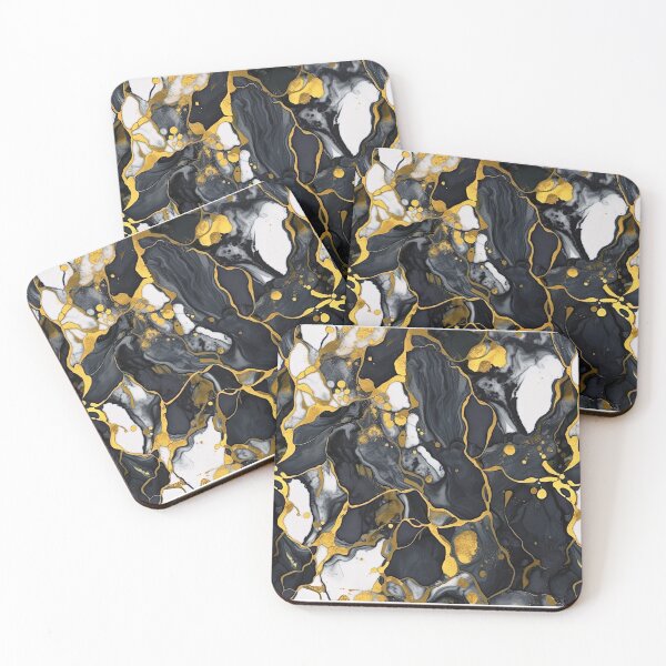 Item preview, black white gold Liquid Marble - acrylic paint marble camouflage designed and sold by Wolfsee.