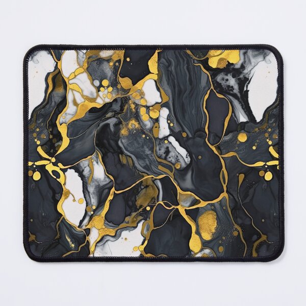 Item preview, black white gold Liquid Marble - acrylic paint marble camouflage designed and sold by Wolfsee.