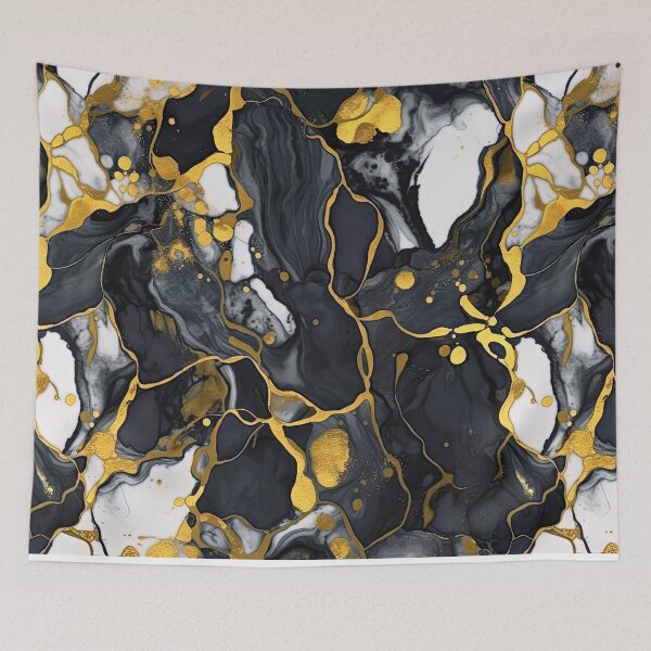 Item preview, black white gold Liquid Marble - acrylic paint marble camouflage designed and sold by Wolfsee.