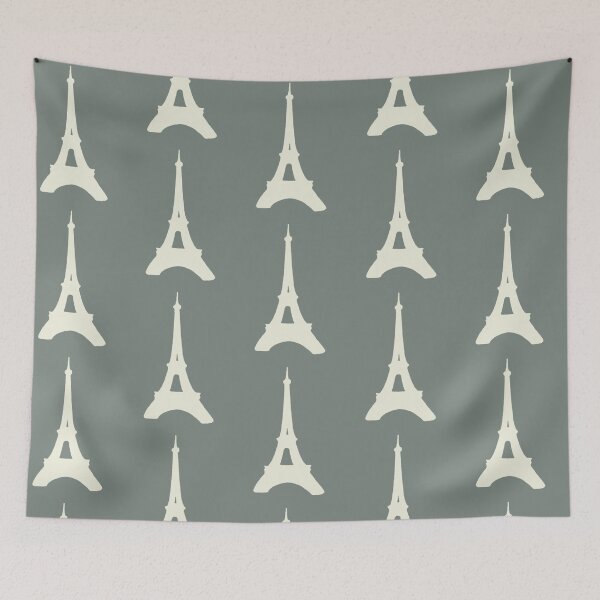 Item preview, Architectural Landmarks No. 65: Eiffel Tower Silhouette. Blue Green Grey Cream Beige. Abstract Artwork By Carraann designed and sold by CARRAANN.