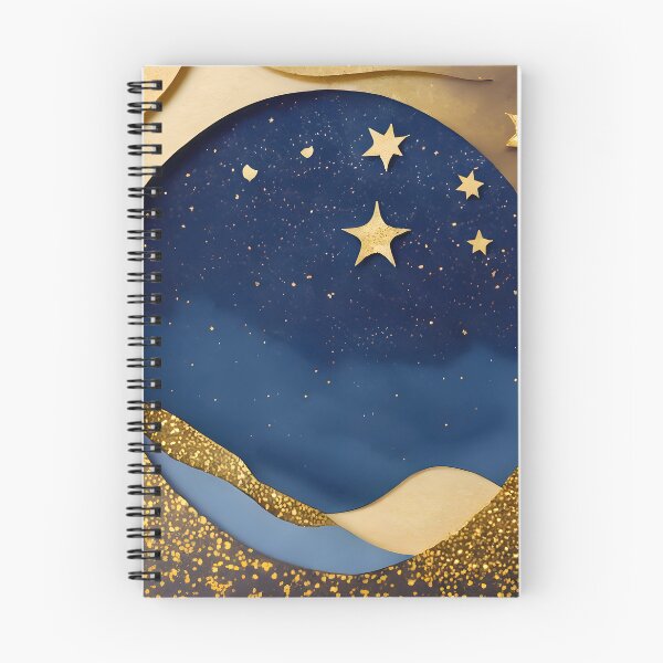 Item preview, Stars, Star, Night, Midnight, Starry, Landscape, Gold, Layered Paper, Paper Cut, Blue, Dark Blue, Dream designed and sold by Golden-Feathers.