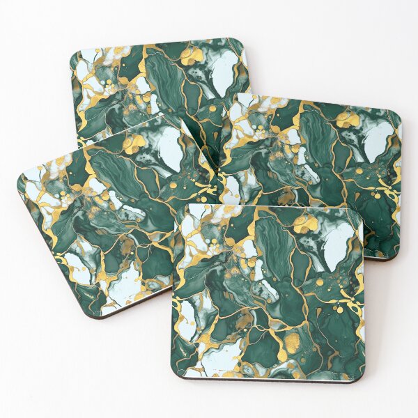 Item preview, Green gold Liquid Marble - acrylic paint marble camouflage designed and sold by Wolfsee.