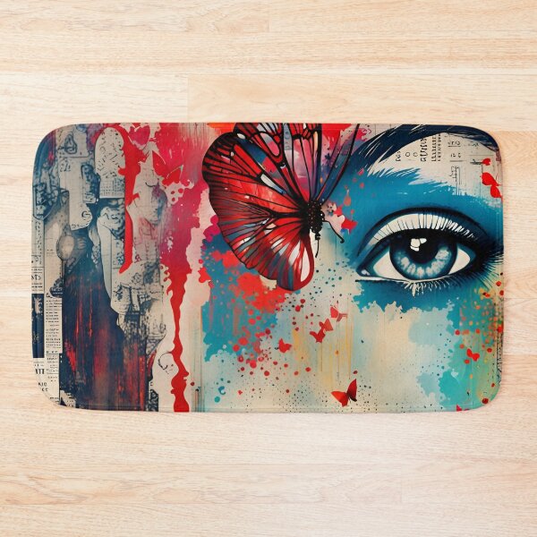 Item preview, Newspaper Collage of a Girl with Blue Makeup and Butterflies designed and sold by Bright-Moonrise.
