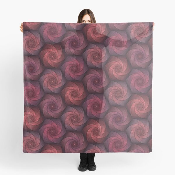 Hexagonal Twirls in Red and Maroon - Geometric Rose Scarf