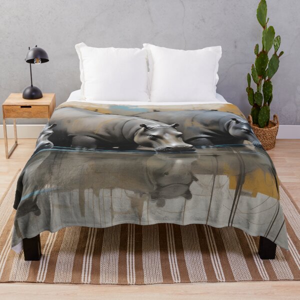 Item preview, Safari sketch with hippos on the river bank designed and sold by Wolfsee.