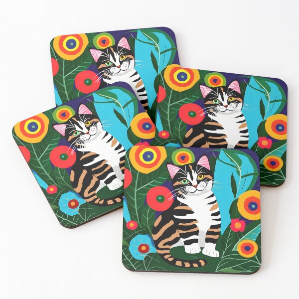 Item preview, Tiger Cat in Flowers designed and sold by Reclining Buddha Cat.