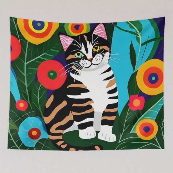 Item preview, Tiger Cat in Flowers designed and sold by Reclining Buddha Cat.