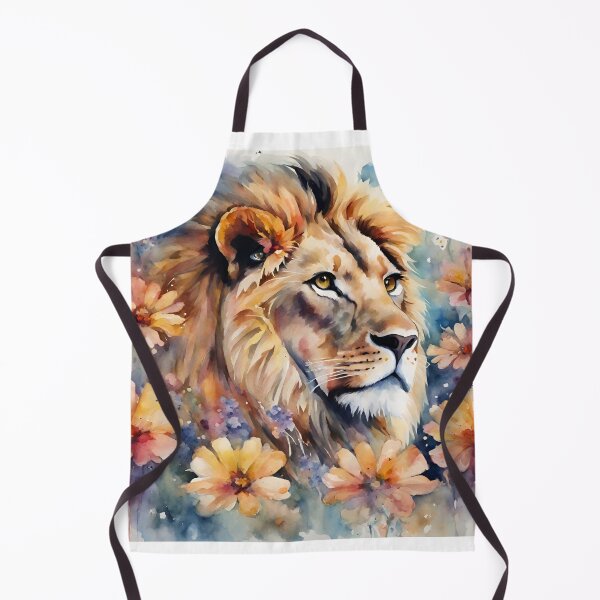 Item preview, Dreamy lion's gaze in the flower field in watercolor designed and sold by kreativeadern.