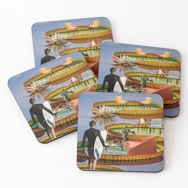 Item preview, Escape the Norm: Surreal Collage Art Print Depicting a Surfer's Journey to Work Life Balance designed and sold by GollyWillikers.