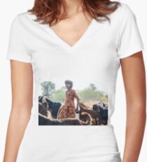 Goatherder Women's Fitted V-Neck T-Shirt