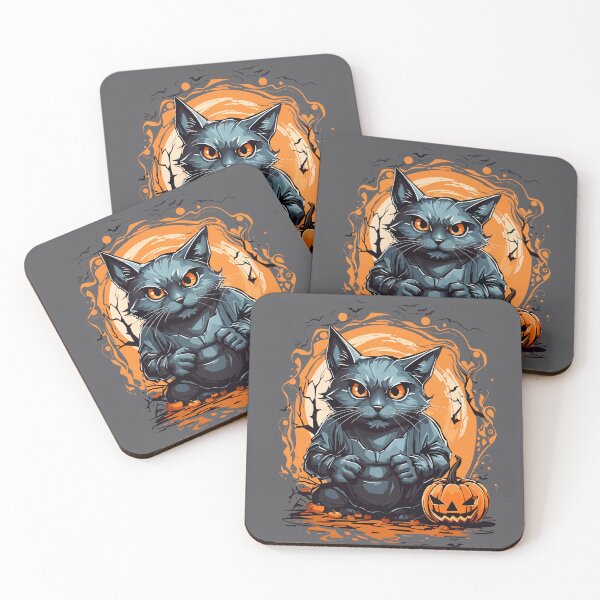 Item preview, Halloween cat, pumpkin smasher designed and sold by InkElemental.