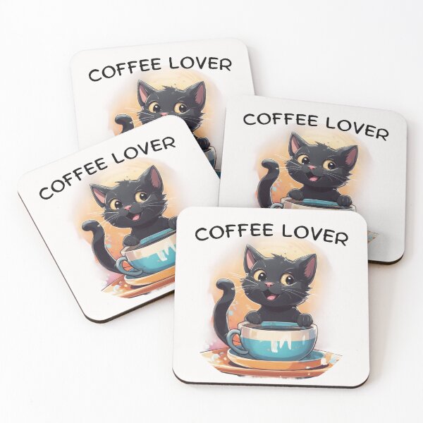 Item preview, cat with coffee designed and sold by KarakitAI.