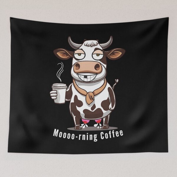 Item preview, Smiling cow with coffee designed and sold by ViaNature.