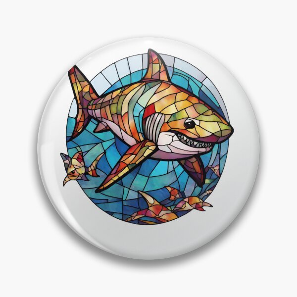 Item preview, colorful stained glass with animals, shark designed and sold by GroonSpace.