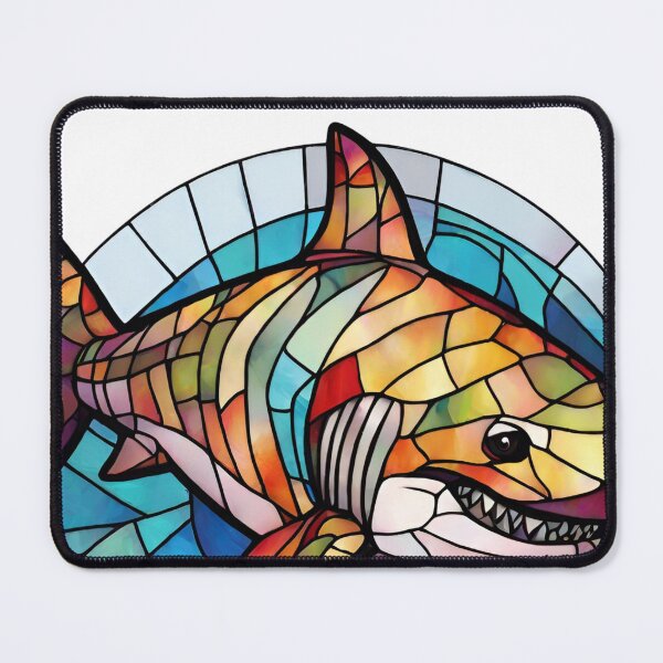Item preview, colorful stained glass with animals, shark designed and sold by GroonSpace.