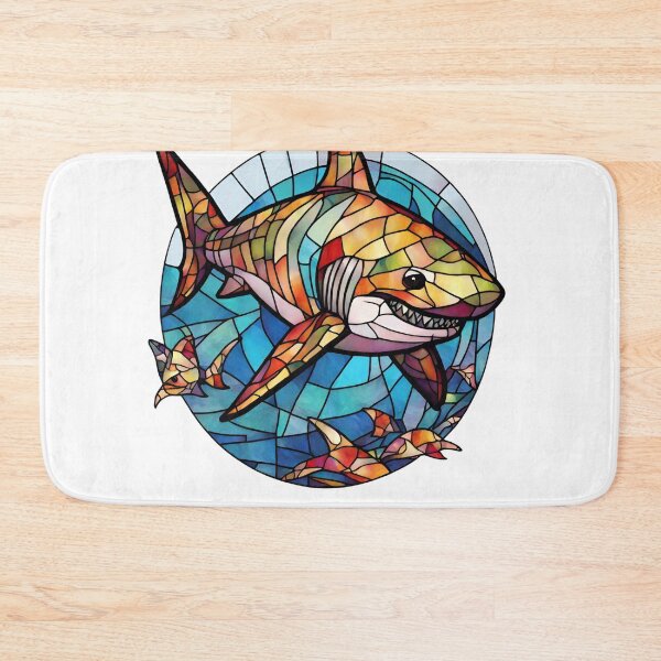 Item preview, colorful stained glass with animals, shark designed and sold by GroonSpace.